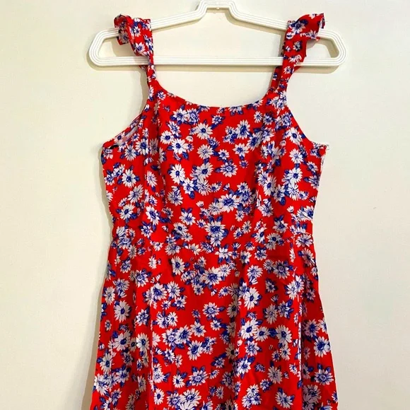 FOREVER 21 Women Coral Red Printed A-Line Dress Brand New (Never Worn) - Picture 10 of 14